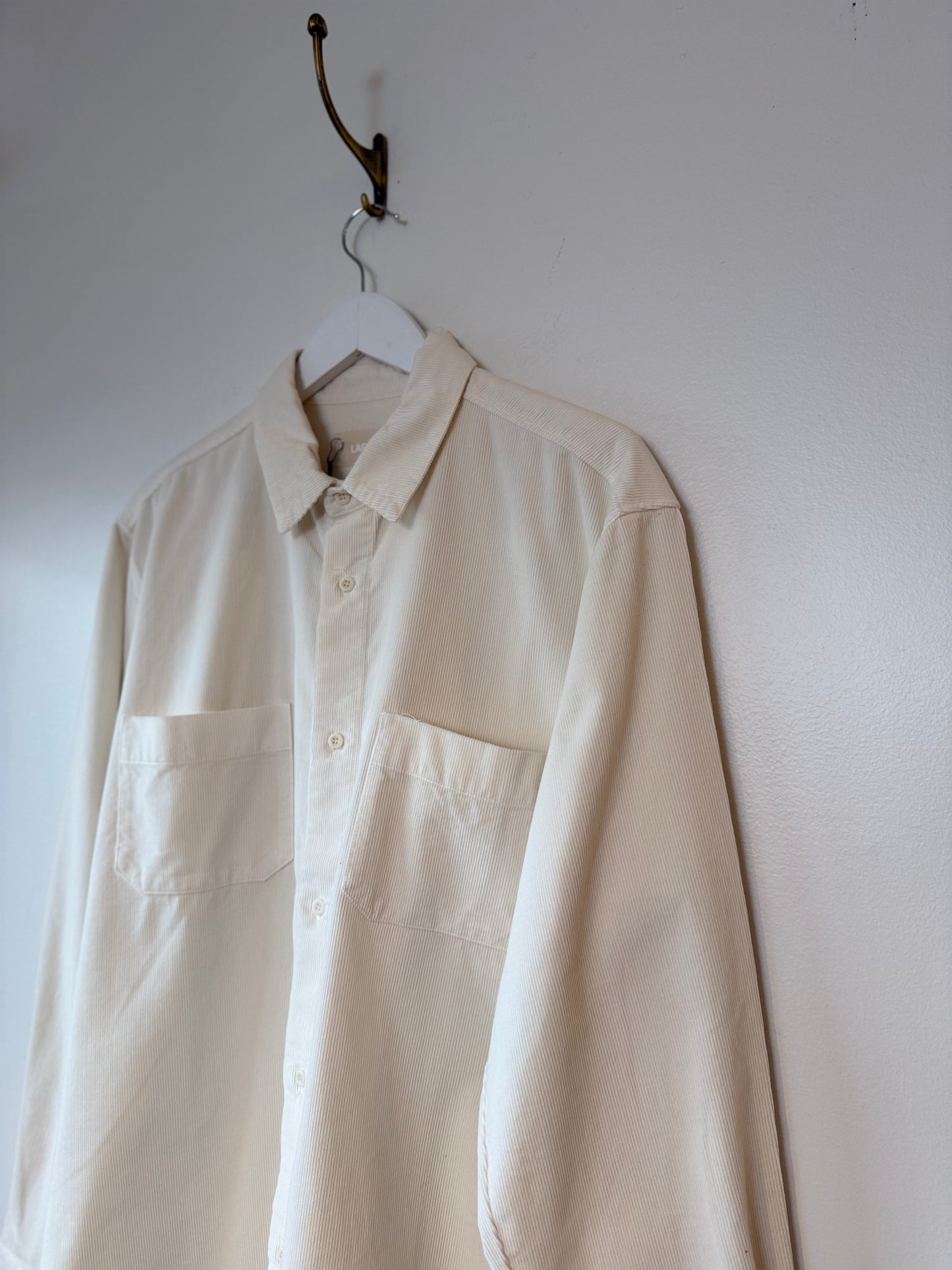 Labo Art Men - Corduroy Button Down Shirt in Winter White or Atlantic