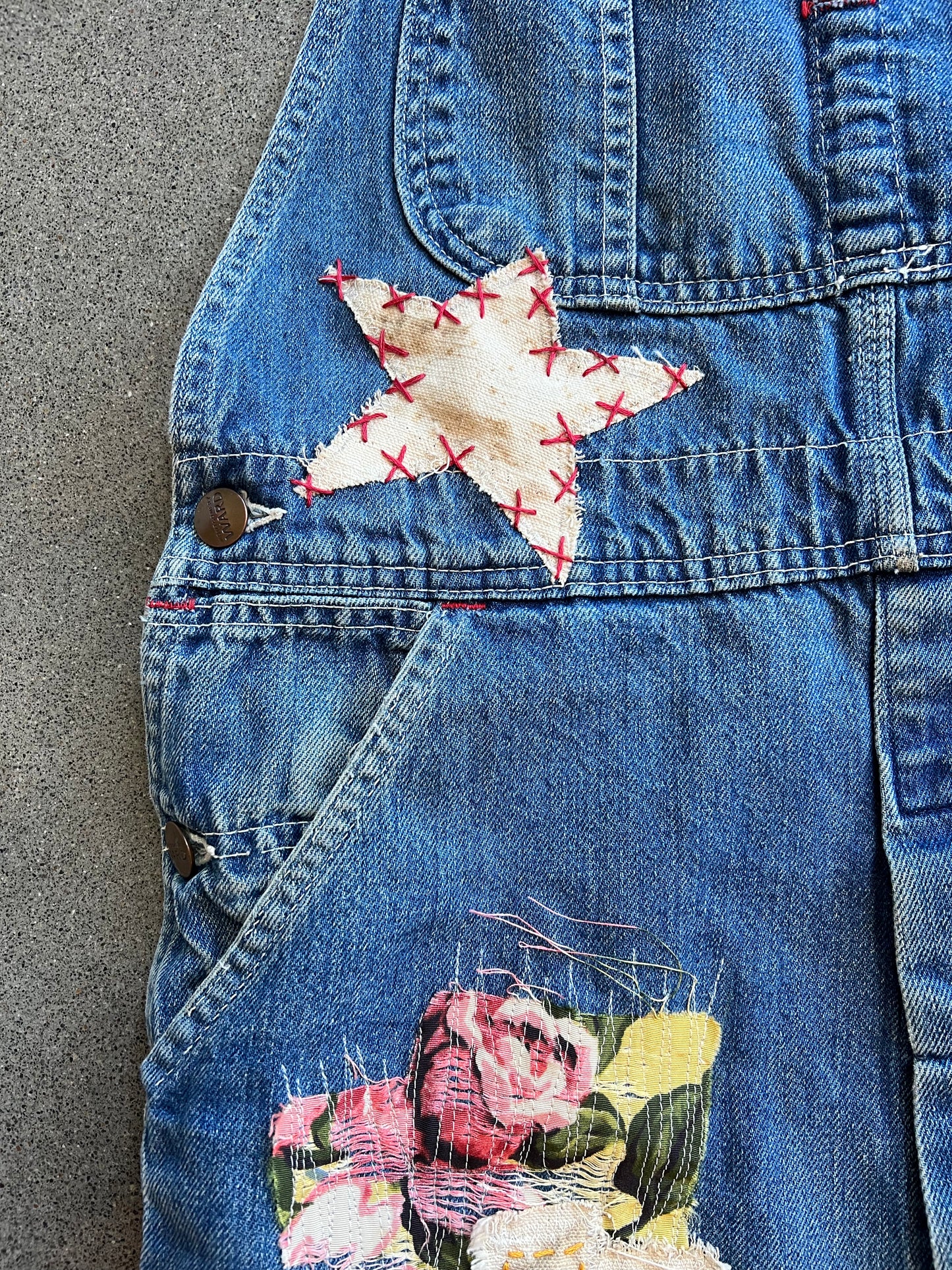 Origami Crane Vintage Overalls - Patched