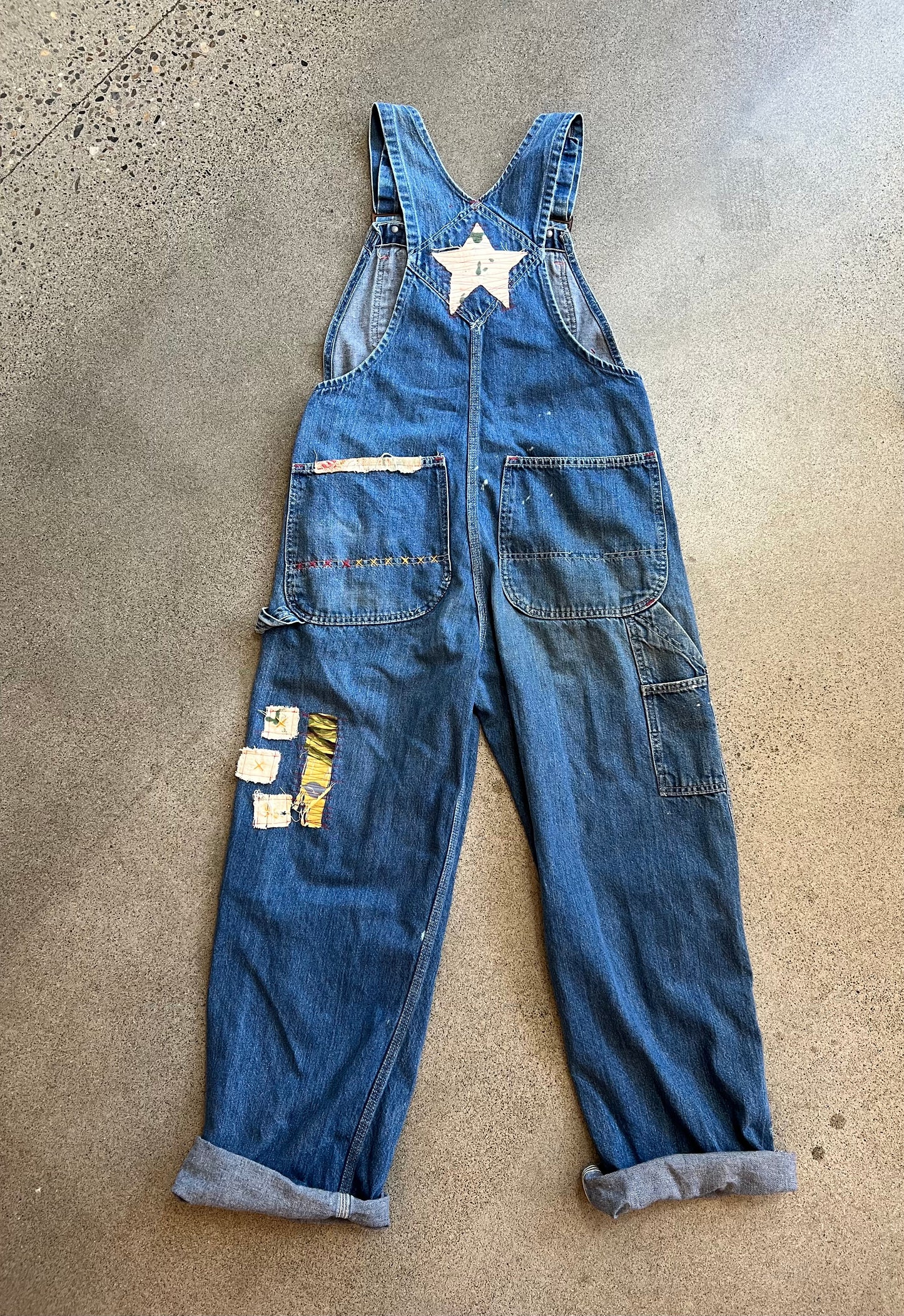 Origami Crane Vintage Overalls - Patched