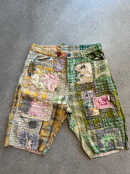Magnolia Pearl- Patchwork Madras Minor Shorts in Froggy