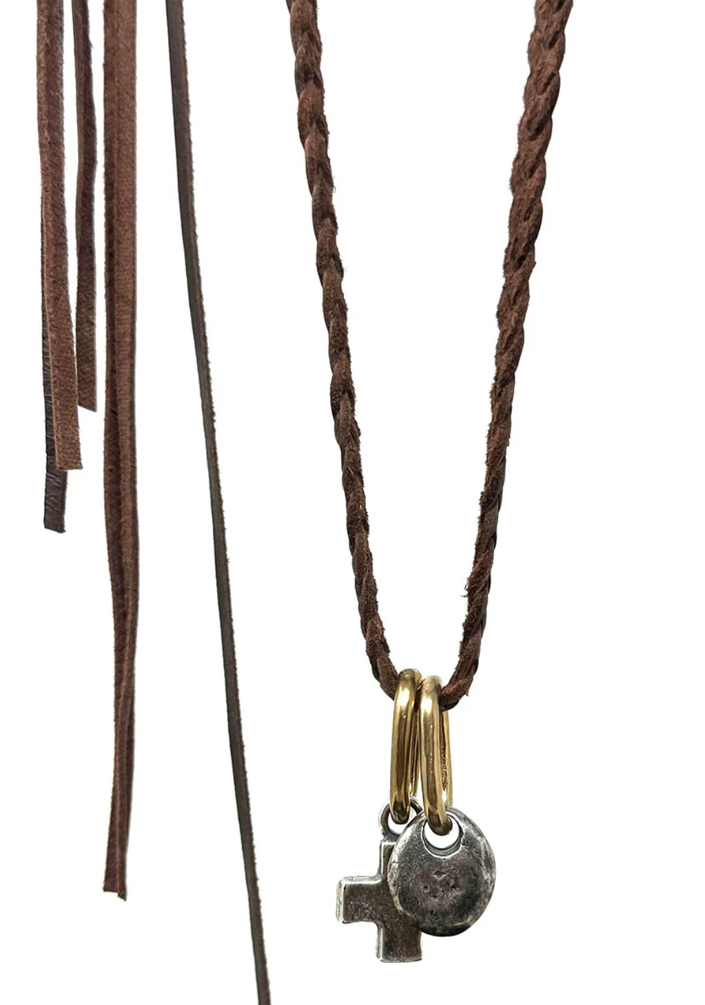 Shannon Koszyk- Braided Leather Icons Necklace in Brown