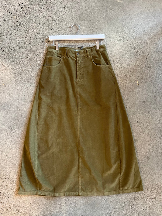 Labo Art - Corduroy A-Line Skirt in Olive