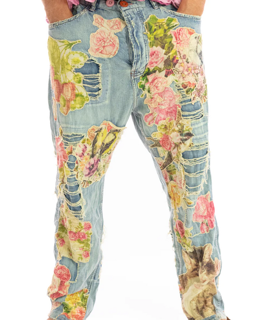 Magnolia Pearl - Floral Appliqué Miner Denims