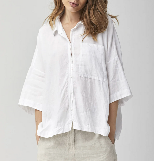 Kristensen Du Nord - Linen Wide Shirt in Optical White(0/XS)
