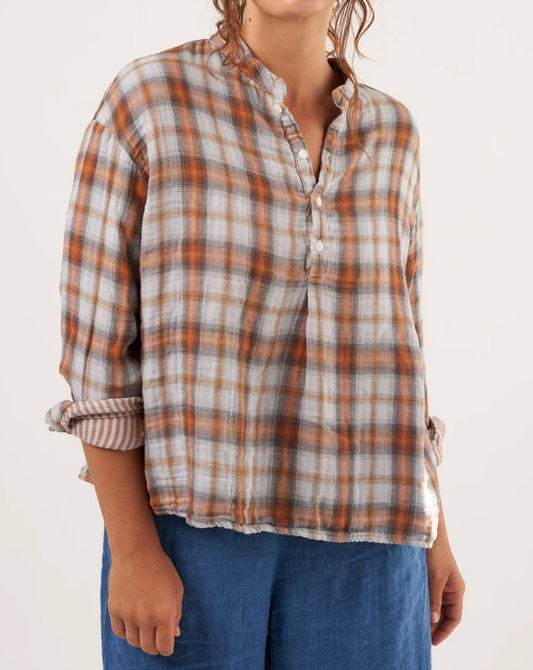 CP Shades - Ariana Plaid Top in Wash Plaid or Natural Indigo