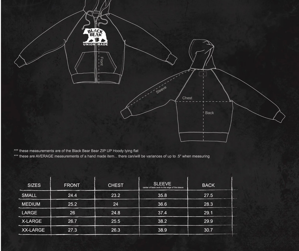 Black Bear Brand - Zip Up Hoodie in Grey or Vintage Rose