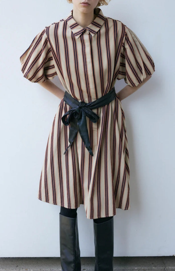 Hannes Roether - Puff Sleeve Striped Dress
