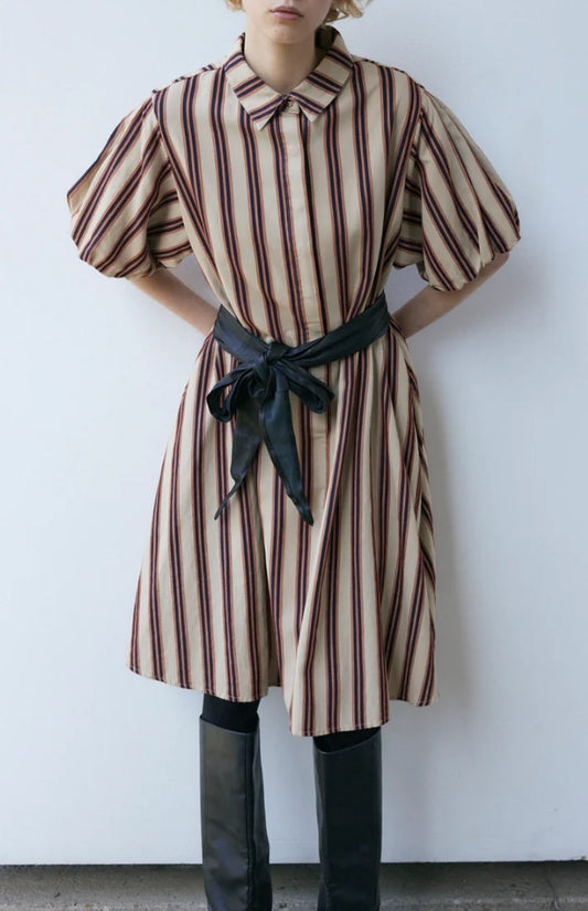 Hannes Roether - Puff Sleeve Striped Dress