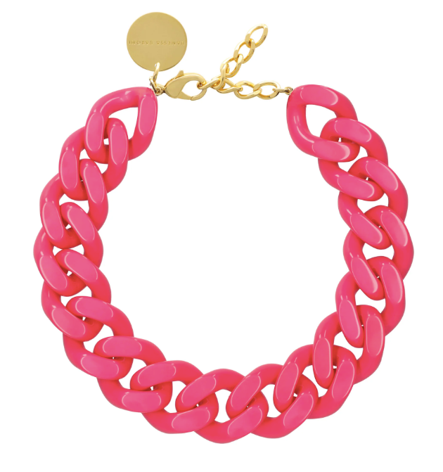 Vanessa Baroni - Big Flat Chain Necklace in Pink
