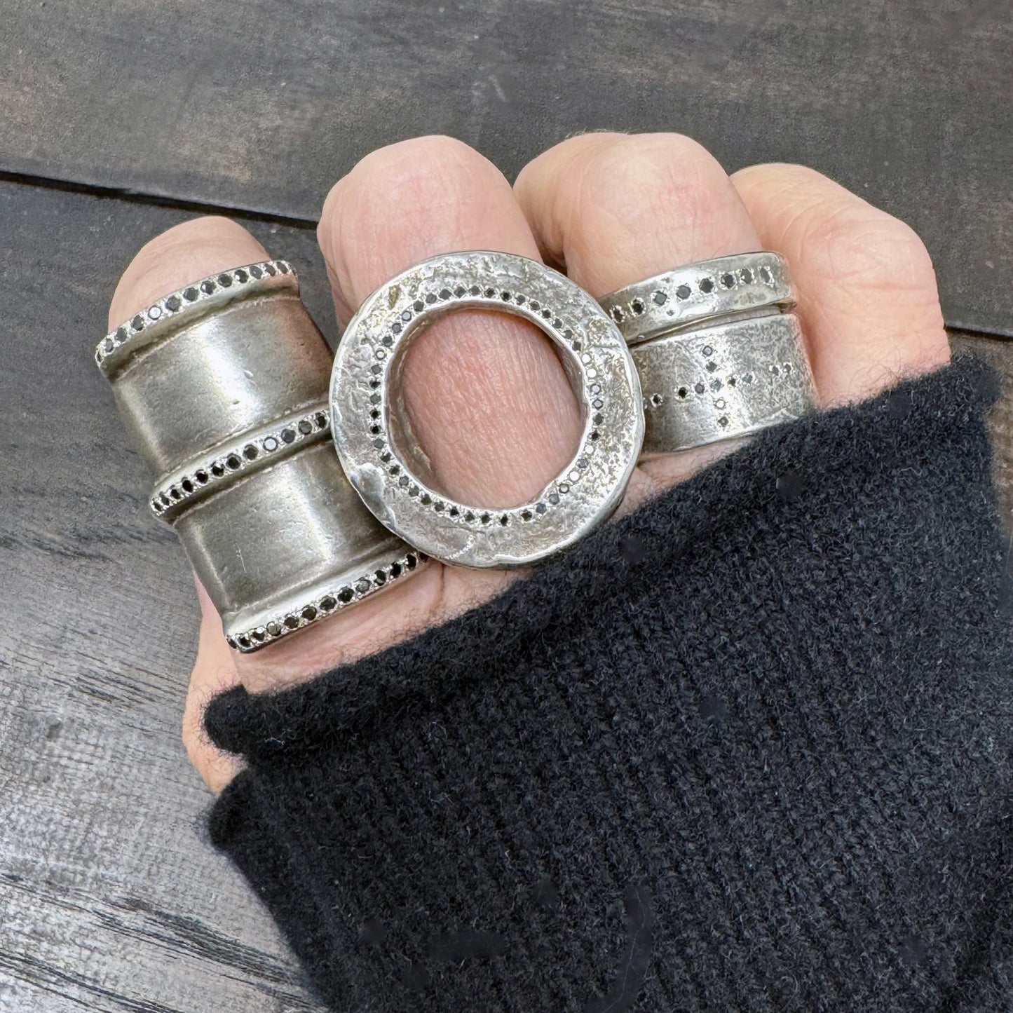 Shannon Koszyk - Black Diamond Oxidized Sterling Silver Equestrium Ring