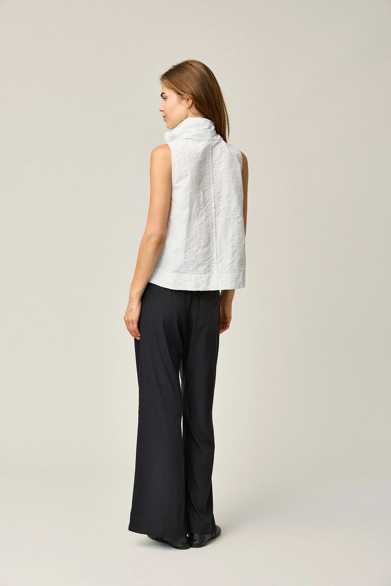 Kristensen Du Nord - Crinkled Cotton Draped Top in Chalk or Blue Notte