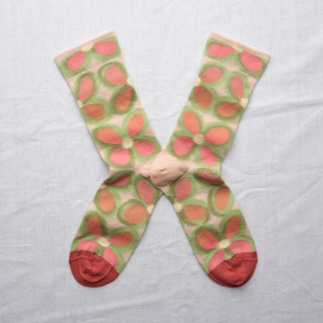 Bonne Maison - Chaussette Fleurs Rose Bouton
