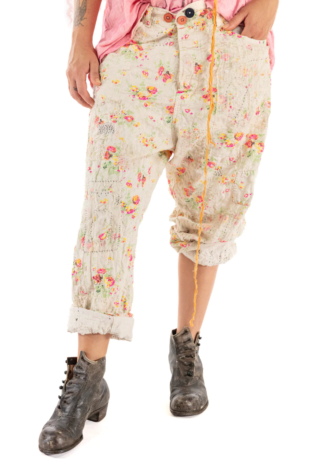 Magnolia Pearl - Cotton Linen Miner Pants in circus rose