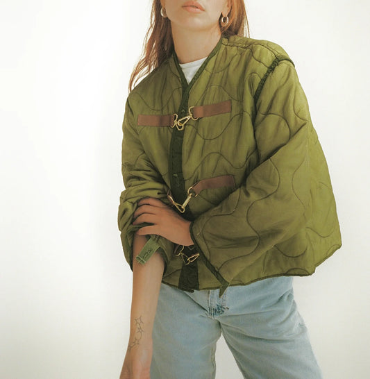 Sloppy Seconds - Military Liner Jacket with Buckles in Green or Black